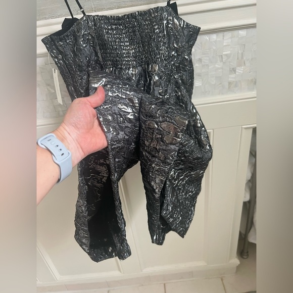 NWT new Anthropologie Maeve bow front jacquard romper black silver 10 dress - Picture 9 of 17